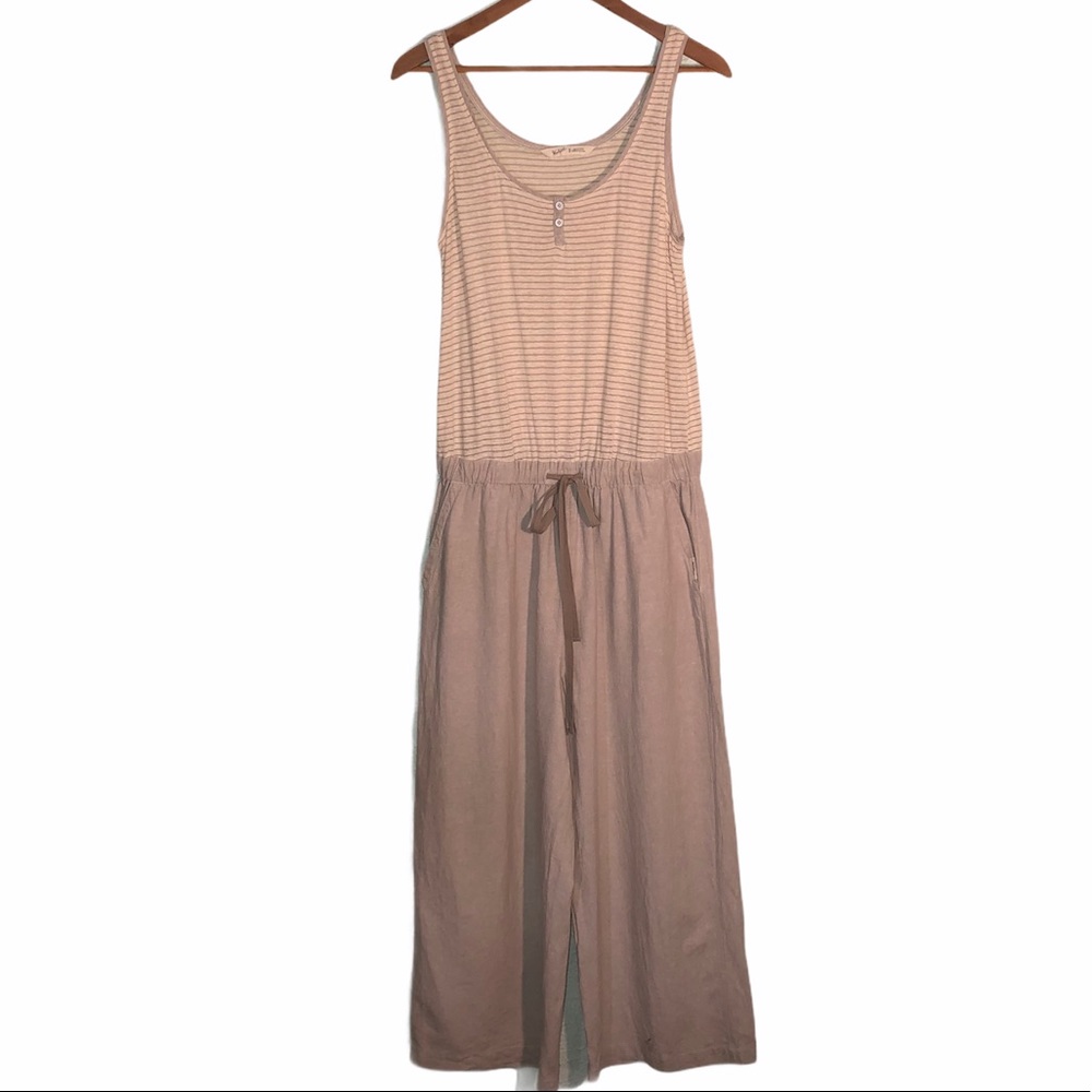WOOLRICH Sz M Cotton & Linen Capri Jumpsuit Beige
